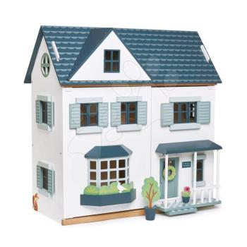 Fa babaház Dovetail House Tender Leaf Toys ultra stílusos 6 szobával és díszes padlóburkolattal bútor és figurák nélkül kép