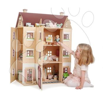 Fa babaház Fantail Hall Tender Leaf Toys 3 emeletes, terasszal, növényekkel és paddal kép