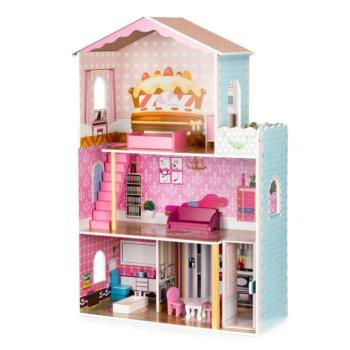 Fa babaház lifttel és bútorokkal kép