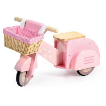 Fa bébitaxi fonott kosárral Scooter with Basket Tender Leaf Toys rózsaszín gumi kerekekkel 24 hó-tól kép