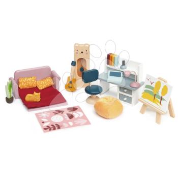 Fa diák bútor Dolls House Study Furniture Tender Leaf Toys teljes bútorkészlet és kiegészítők kép