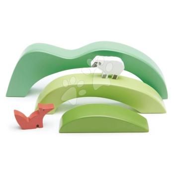 Fa dombok és völgyek Green Hills View Tender Leaf Toys három dombbal és bárányka rókával kép