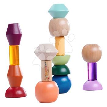 Fa egymásra pakolható gyöngyök Montessori Staple Beads Eichhorn 16 színes elem 3 éves kortól kép