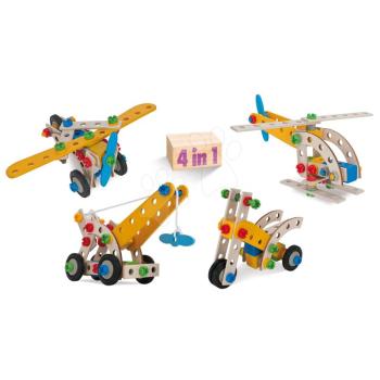 Fa építőjáték daru Constructor Mobile Crane Eichhorn 4 modell (daru, repcsi, helikopter, bringa) 70 darabos 3 évtől kép