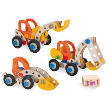Fa építőjáték markoló Constructor Excavator Eichhorn 3 modell (markoló, traktor kotrógéppel, homlokrakodó) 90 drabos 4 évtől kép