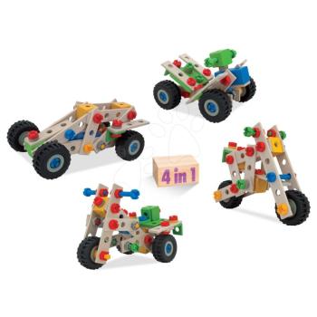 Fa építőjáték négykerekű Constructor Quad Eichhorn 4 modell (négykerekű, bringa, minibuggy, motorkerékpár) 110 darabos 4 évtől kép