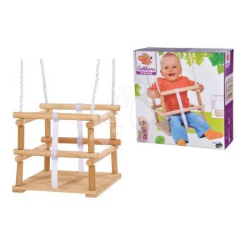 Fa hinta Outdoor Wooden Baby Swing Eichhorn natúr 140-210 cm hosszú 30*30 cm ülőke 20 kg teherbírás 12 hó-tól kép