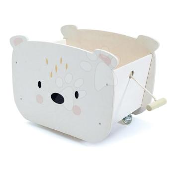 Fa húzható kiskocsi Pull Along Bear Cart Tender Leaf Toys 4 keréken mackó külcsínben kép