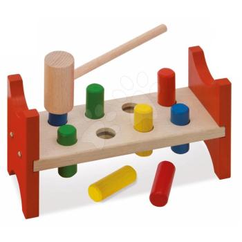 Fa kalapácsoló játék Hammering Bench Eichhorn kalapáccsal és 8 színes hengerrel 10 darabos 12 hó-tól kép