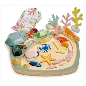 Fa készségfejlesztő építőjáték tenger világa My Little Rock Pool Tender Leaf Toys 33 részes textil táskában kép