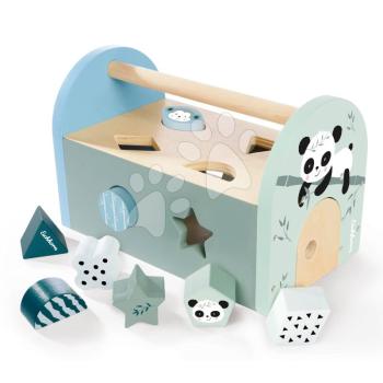 Fa készségfejlesztő házikó Panda Shape Box Eichhorn 8 formaillesztő kockával és ajtóval 12 hó-tól kép
