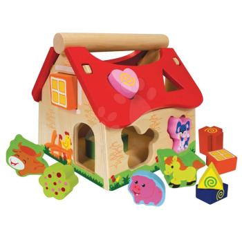 Fa készségfejlesztő házikó Shape Sorter House Eichhorn 12 formaillesztő kockával 12 hó-tól kép