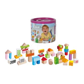 Fa kockák Color Wooden Blocks Eichhorn mintásak nyomattal 50 drb dobozban 12 hó-tól kép