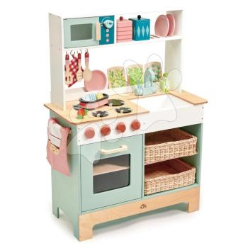 Fa konyhácska fűszernövényekkel Kitchen Range Tender Leaf Toys mágneses halacskával mikróval és tűzhely hanggal kép