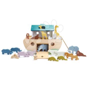 Fa Noé bárkája állatokkal Noah's Wooden Ark Tender Leaf Toys 10 pár állattal kép