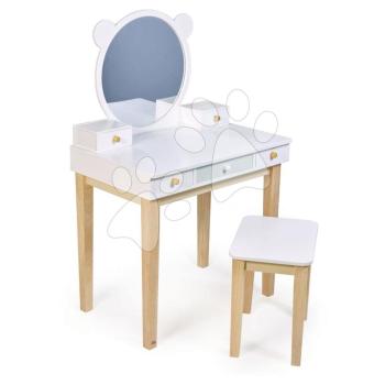 Fa pipere asztal kisszékkel Forest Dressing Table Tender Leaf Toys; tükör és 5 fiók kép