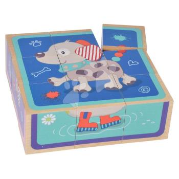 Fa puzzle kockák Picture Cube Friends Eichhorn 9 darabos állatkás ábrákkal kép