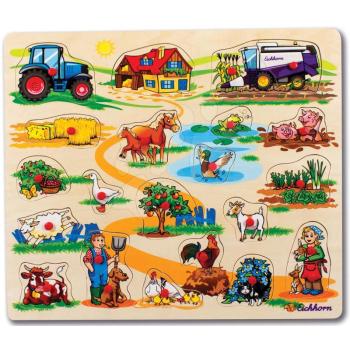 Fa puzzle Pin Puzzle Eichhorn 21 formaillesztő ábrával szafari farm közlekedési eszközök 24 hó-tól kép