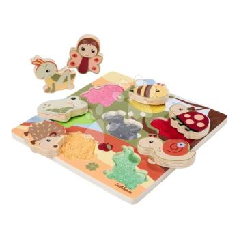 Fa puzzle textil struktúrával Állatkák Feel Puzzle with Fabric Eichhorn 7 állatkás formaillesztő kocka 12 hó-tól kép