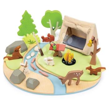 Fa táborhely sátorral és tűzrakóhellyel Wildlife Camping Playset Tender Leaf Toys állatfigurákkal kép