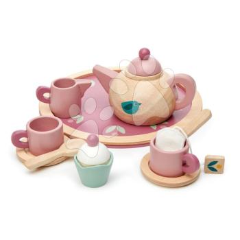 Fa teáskészlet Birdie Tea set Tender Leaf Toys tálcán csészékkel és teafilterrel kép