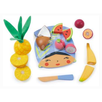 Fa vágódeszka trópusi gyümölcsökkel Tropical Fruit Chopping Board Tender Leaf Toys késsel a szeleteléshez 24 hó-tól kép