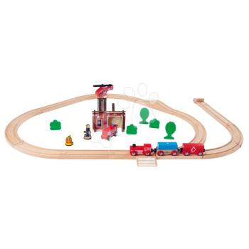Fa vasúti sínpálya tűzoltó állomással Train Set Firestation Eichhorn vonattal 33 darabos 295 cm hosszú sínpálya kép
