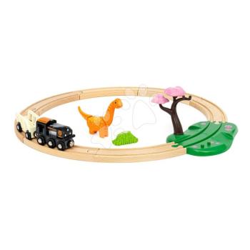 Fa vonatpálya Dinosaurus Circle Set BRIO mozdony vagonnal és 1 mágneses dínó figura 12 részes kép