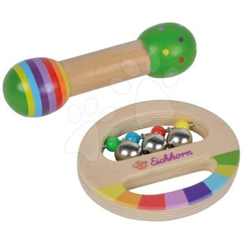 Fa zenei hangszerek Music Set with Grasping Toy Eichhorn csörgő csengettyűkkel és zenei pálca 12 hó-tól kép