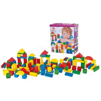 Fakockák színesek Coloured Wooden Blocks Eichhorn különböző formákban 100 db 25 mm magasak 12 hó-tól kép