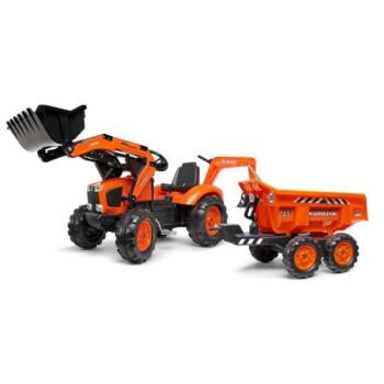 Falk 2090W-os Kubota pedálos traktor első és hátsó kanállal és pótkocsival kép