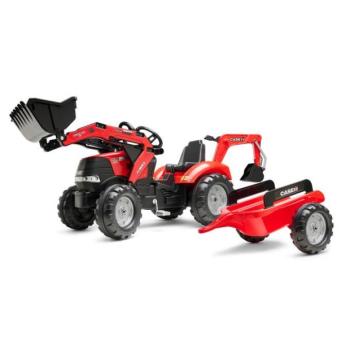 Falk Lépő traktor 996Y Case IH rakodóval, kotrógéppel és pótkocsival kép