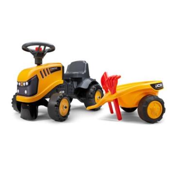 Falk Odrážadlo 215C Baby JCB sárga utánfutóval és lapáttal gereblyével kép