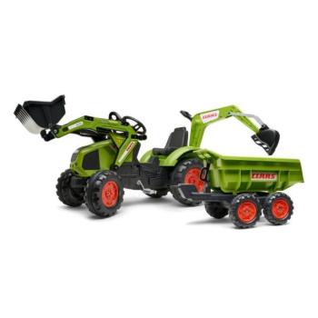 FALK Pedálos traktor 1010W Claas Axos markolóval, kotróval és pótkocsival kép