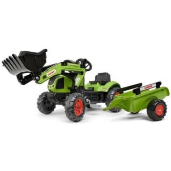 Falk Šliapací traktor 2040AM Claas Arion 410 rakodóval és pótkocsival - zöld kép