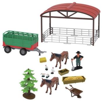 FARM SERVICE - Játékkészlet farm traktorral és pótkocsival 16 db fényekkel és hangokkal kép
