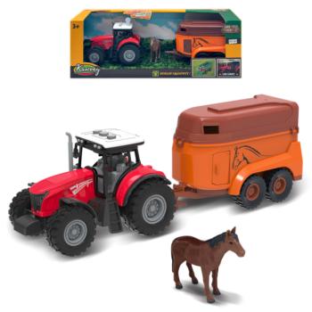 FARM SERVICE - Traktor utánfutóval lovaknak és lóval hangokkal és fényekkel kép