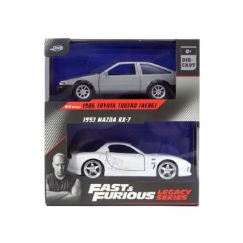 Fast and Furious fém játékautó 2 db-os - 1986 Toyota Trueno & 1993 Mazda RX7 kép