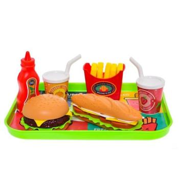 Fast Food étel és ital készlet 6 db-os tálcával 26x19cm kép