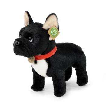 Fekete plüss francia bulldog gallérral álló 30 cm KÖRNYEZETBARÁT kép