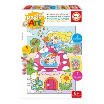 Festés számok szerint Fantázia Magic Art Number Fantasy Educa 2 kép kerettel és 9 szín ecsettel és palettával 6 évtől kép