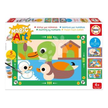 Festés számok szerint Farm Magic Art Number Farm Educa 3 kép 5 festékkel ecsettel és palettával 4 évtől kép