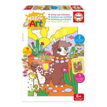 Festés számok szerint Láma & Koala Magic Art Number Educa 2 kép kerettel és 9 szín ecsettel és palettával 6 évtől kép