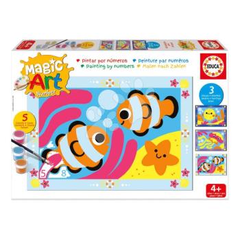 Festés számok szerint Tenger Magic Art Number Under The Sea Educa 3 kép 5 festékkel ecsettel és palettával 4 évtől kép