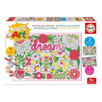 Festés számok szerint Virágok Magic Art Number Flowers Educa 2 kép kerettel és 9 szín ecsettel és palettával 9 évtől kép