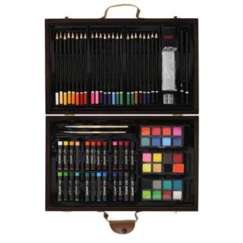 Festménykészlet - 79 darabos Art box kreatív készlet fa tokban