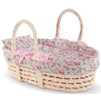 Fonott kosár takaróval és párnával Braided Basket Floral Corolle 36-42 cm játékbaba CO141350 kép