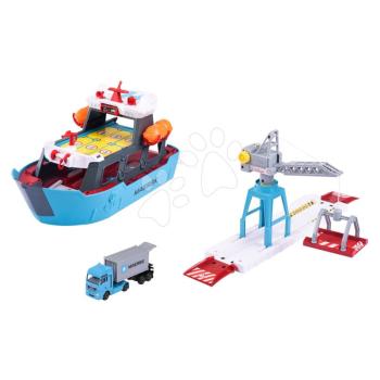Garázs teherhajó Creatix Logistic Freight Ship Majorette daruval kamionnal és hajóval 5 éves kortól kép