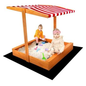 Gyerek fa homokozó tetővel Baby Mix 120x120 cm piros-fehér kép