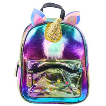 Gyerek hátizsák mozgó konfettivel Unikornis 25cm 4.5L szivárvány kép